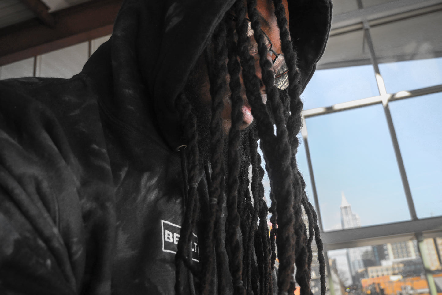 'BESALT' Box Logo Embroidered Hoodie (BLACK)