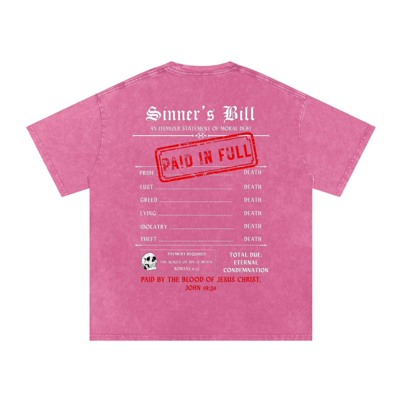 PAID IN FULL | BLACK & PINK | Snow Washed Oversized Cotton T-Shirt