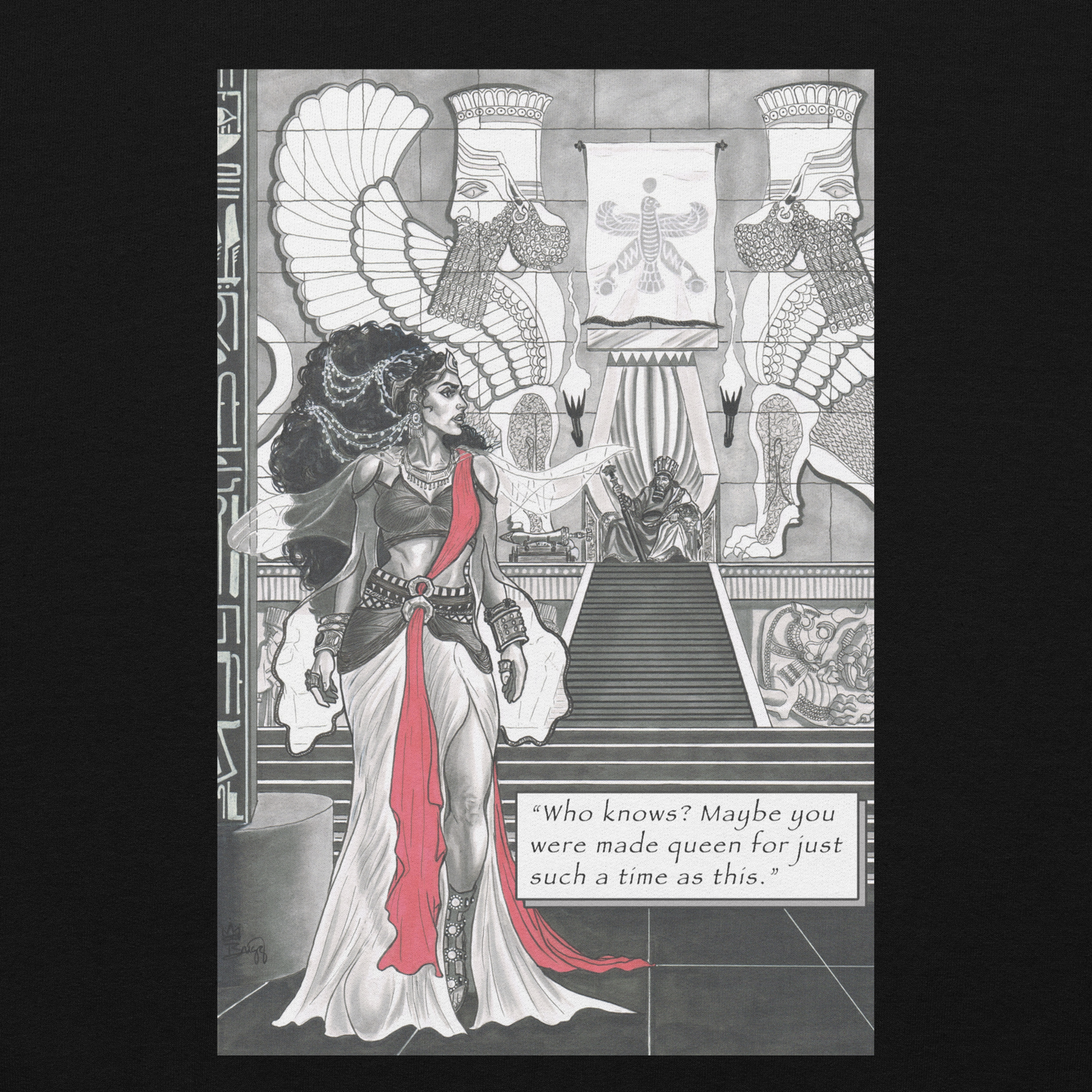 "Queen Esther" Crewneck Sweatshirt | Cotton-Polyester Blend | Black