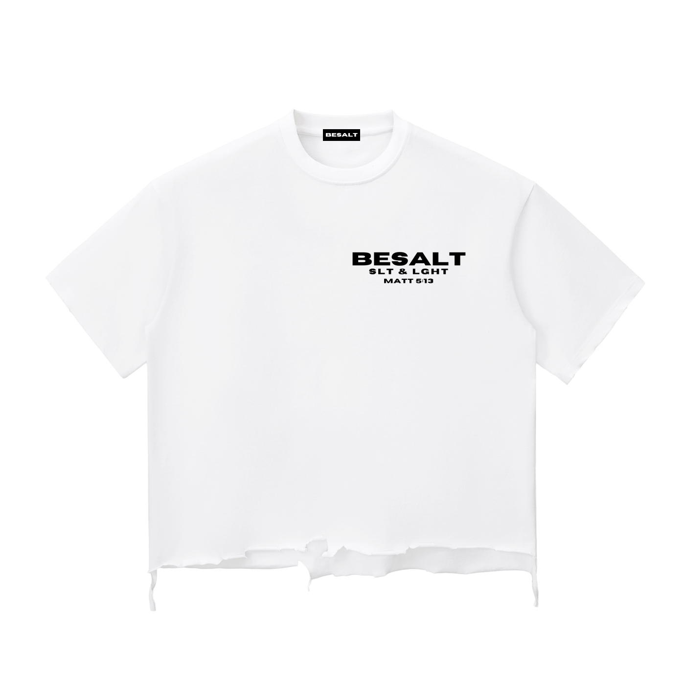 Cross & Crowns | WHITE | Snow Wash Raw-Hem Boxy T-shirt