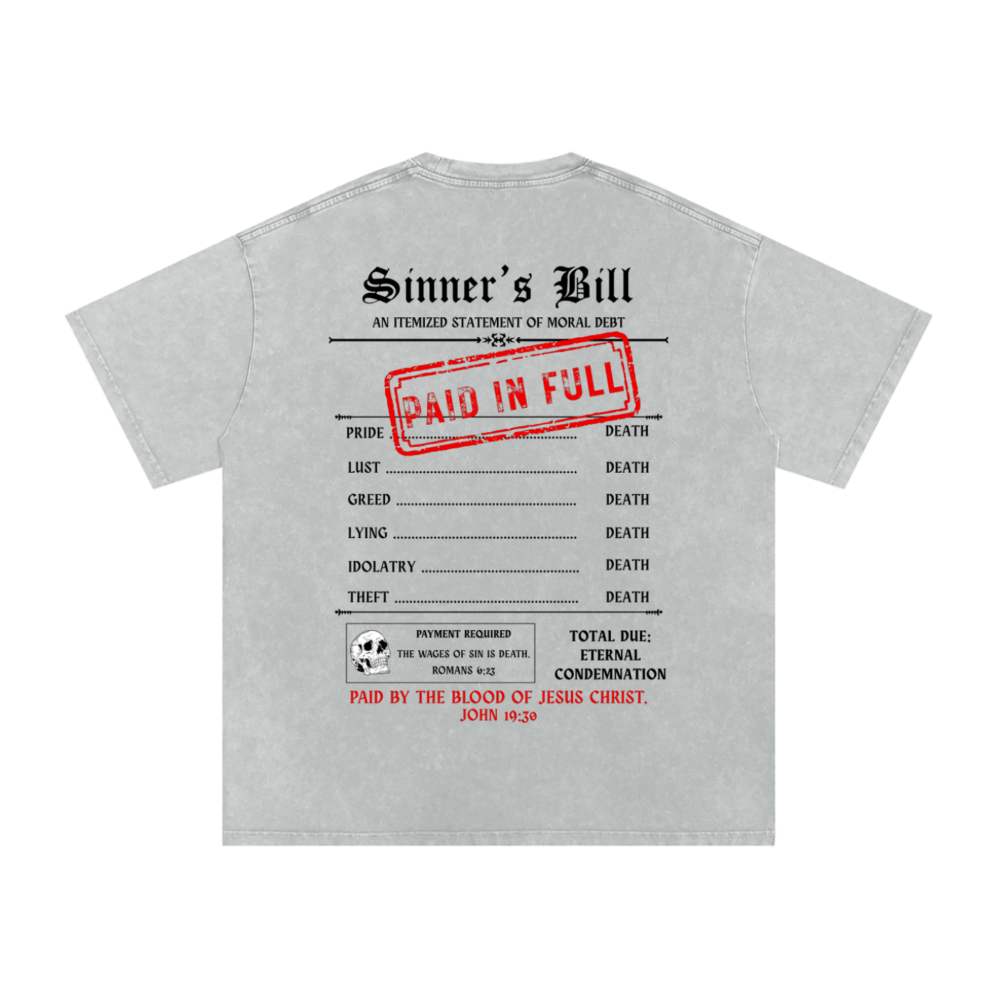 PAID IN FULL | APRICOT & LIGHT GREY | Snow Washed Oversized Cotton T-Shirt
