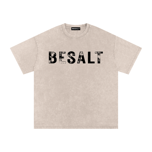 PAID IN FULL | APRICOT & LIGHT GREY | Snow Washed Oversized Cotton T-Shirt