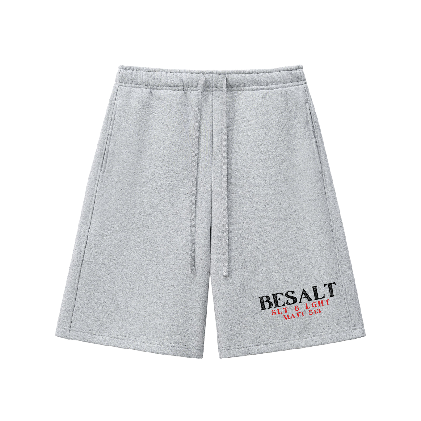 BESALT RedLetter | WHITE OLIVE GREEN & GREY | Heavyweight Long Fleece Shorts