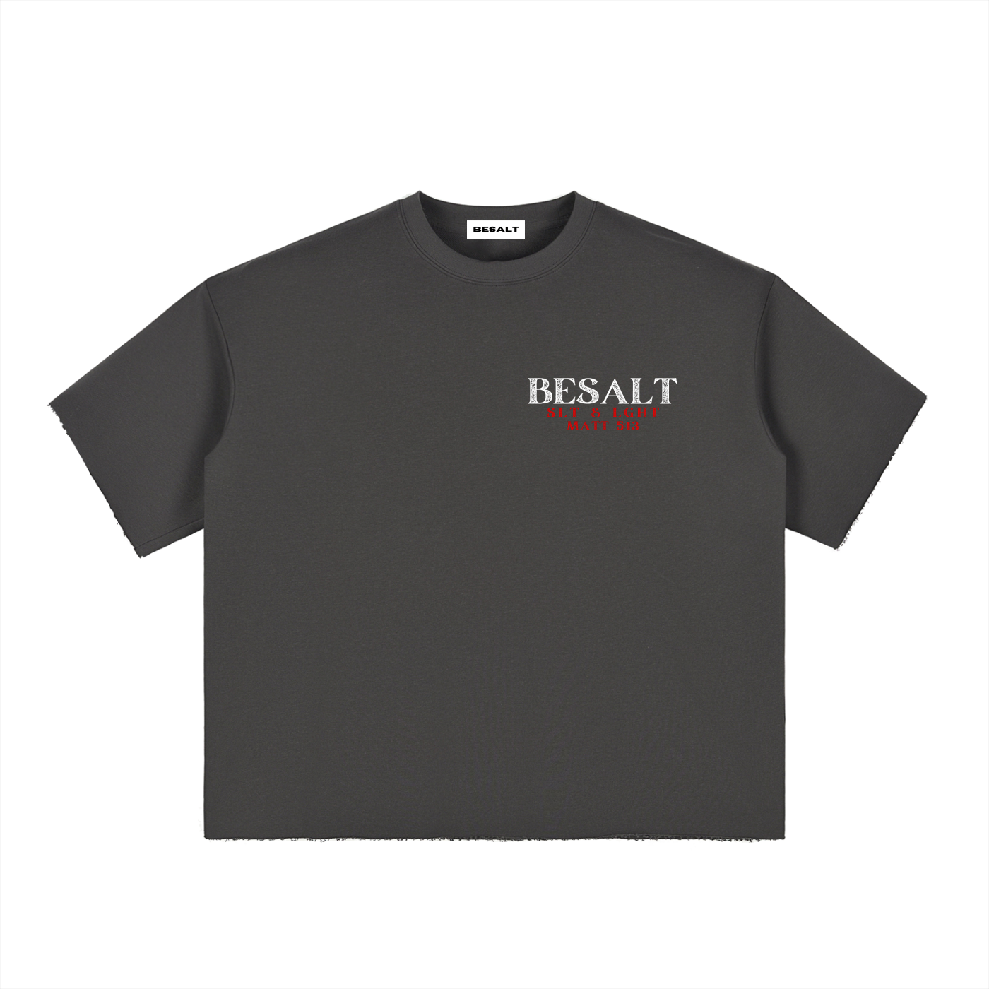 Talent X Multiplied | BLACK & DARK GRAY | Boxy Half-Sleeve Raw-Edge T-Shirt