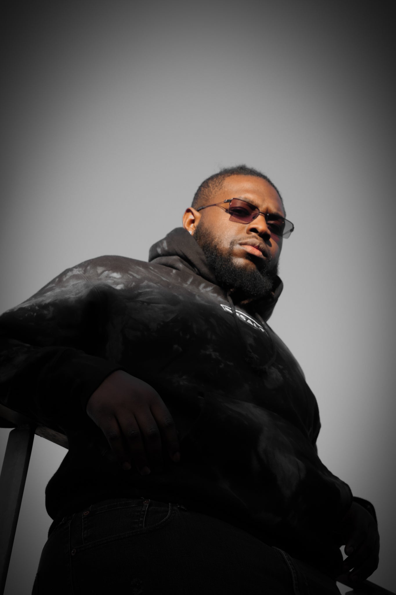 'BESALT' Box Logo Embroidered Hoodie (BLACK)