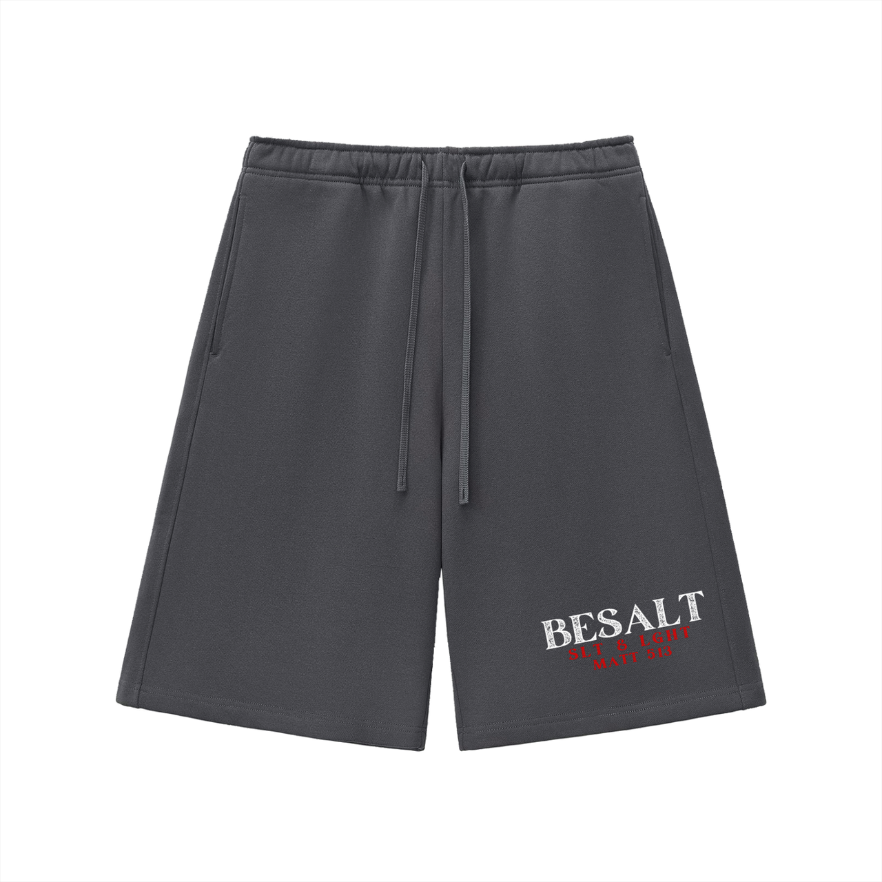BESALT RedLetter | BLACK & GREY | Heavyweight Long Fleece Shorts