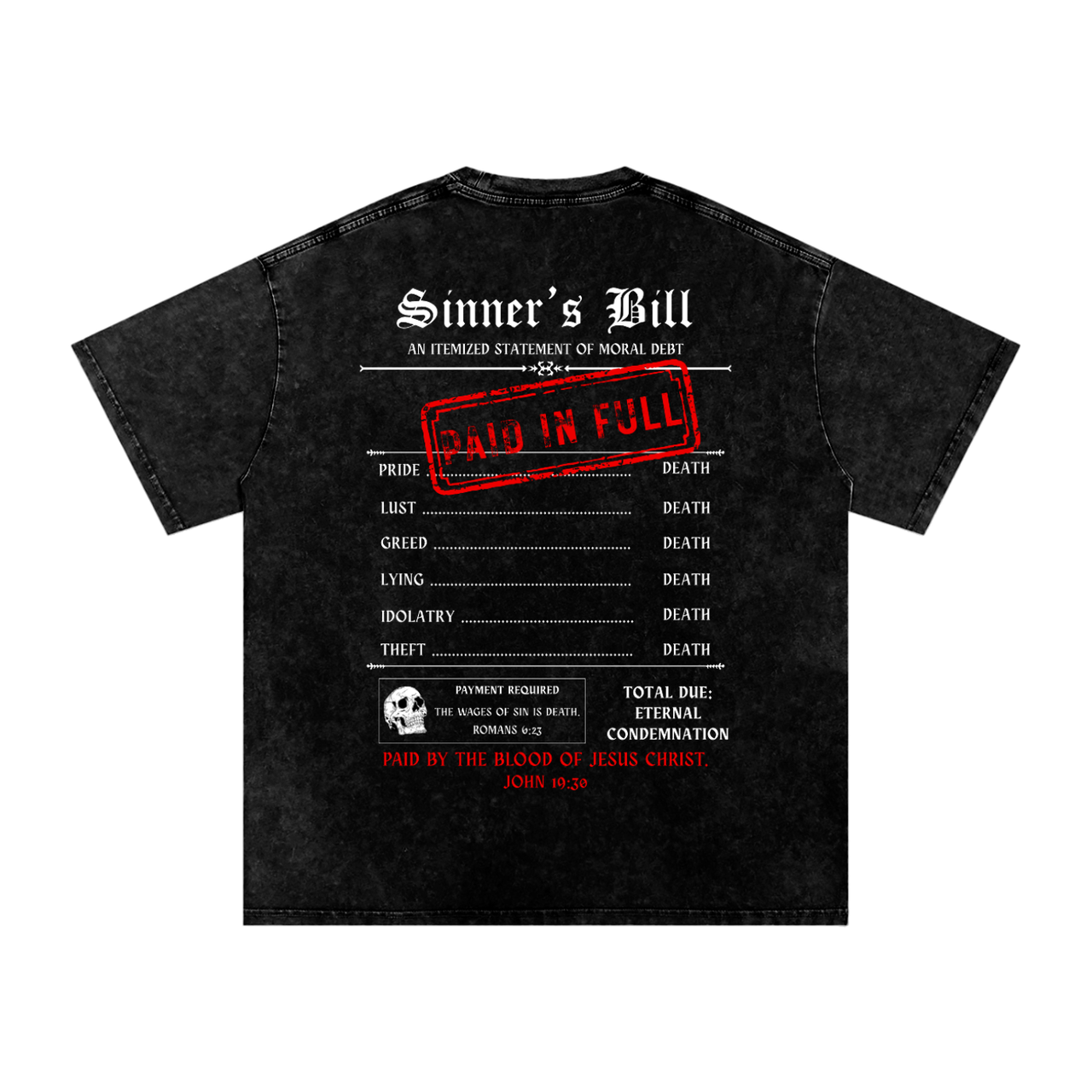 PAID IN FULL | BLACK & PINK | Snow Washed Oversized Cotton T-Shirt