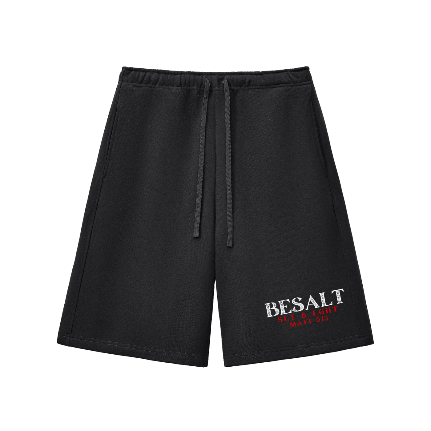 BESALT RedLetter | BLACK & GREY | Heavyweight Long Fleece Shorts