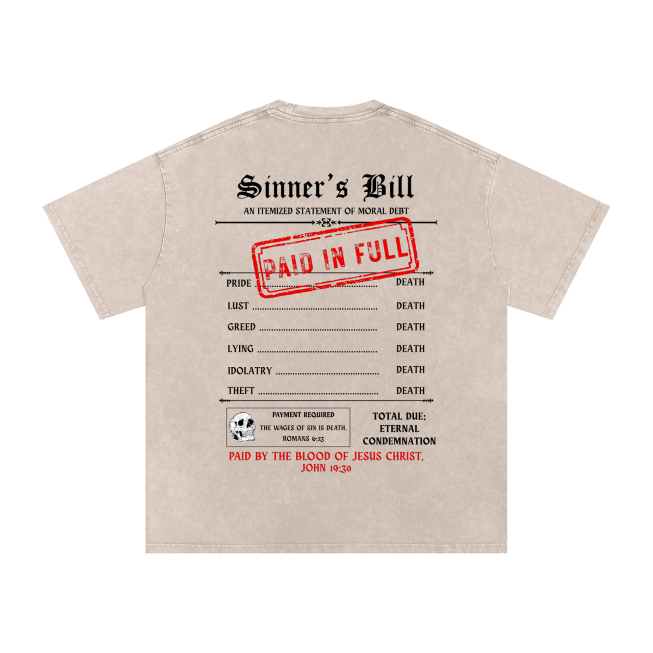 PAID IN FULL | APRICOT & LIGHT GREY | Snow Washed Oversized Cotton T-Shirt