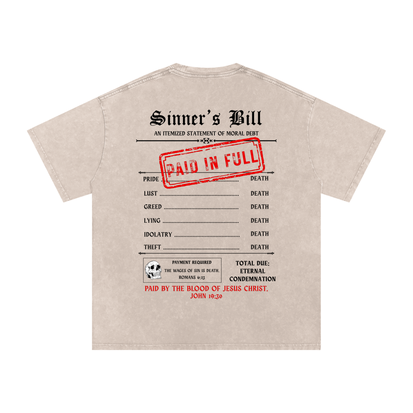 PAID IN FULL | APRICOT & LIGHT GREY | Snow Washed Oversized Cotton T-Shirt