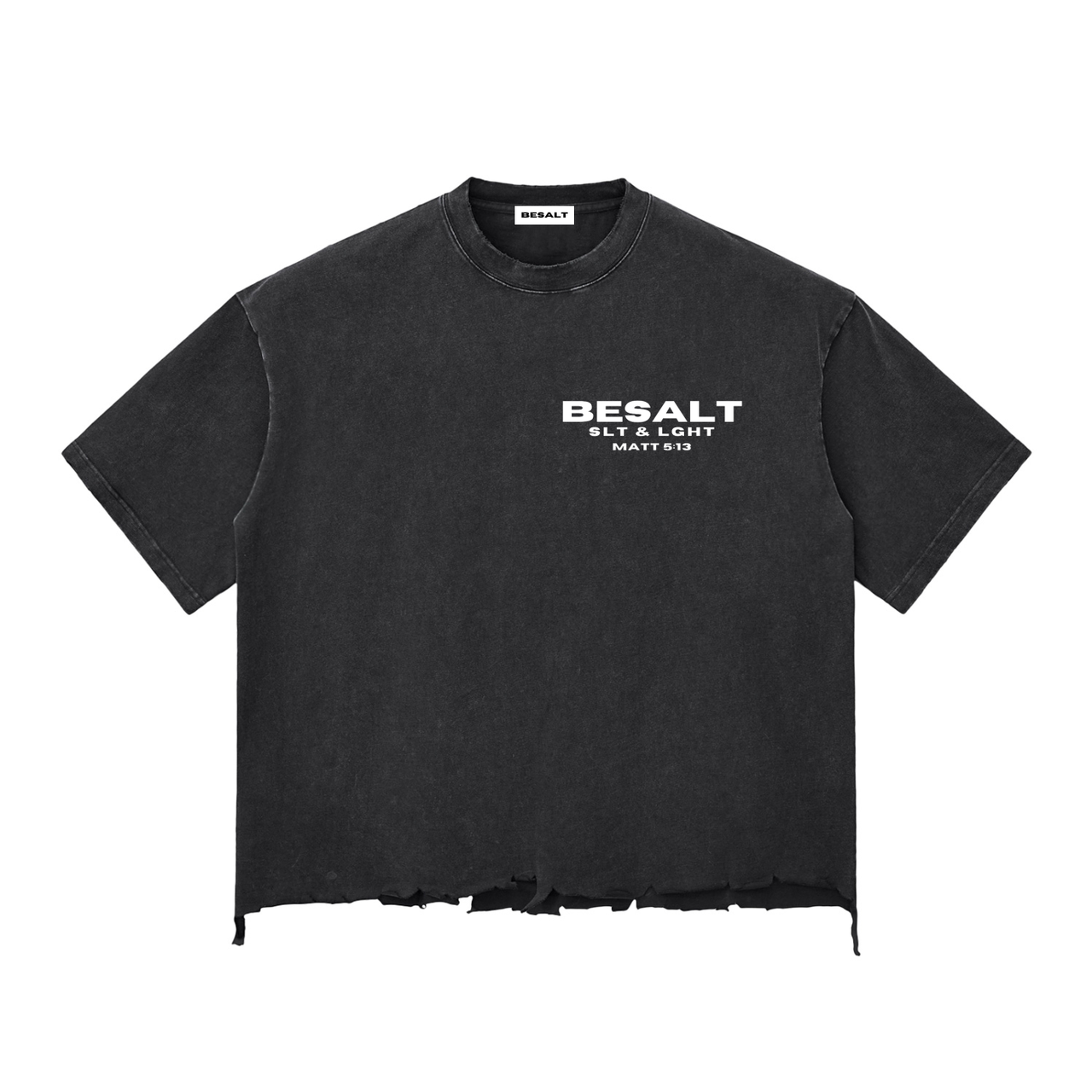 Cross & Crowns | BLACK | Snow Wash Raw-Hem Boxy T-shirt
