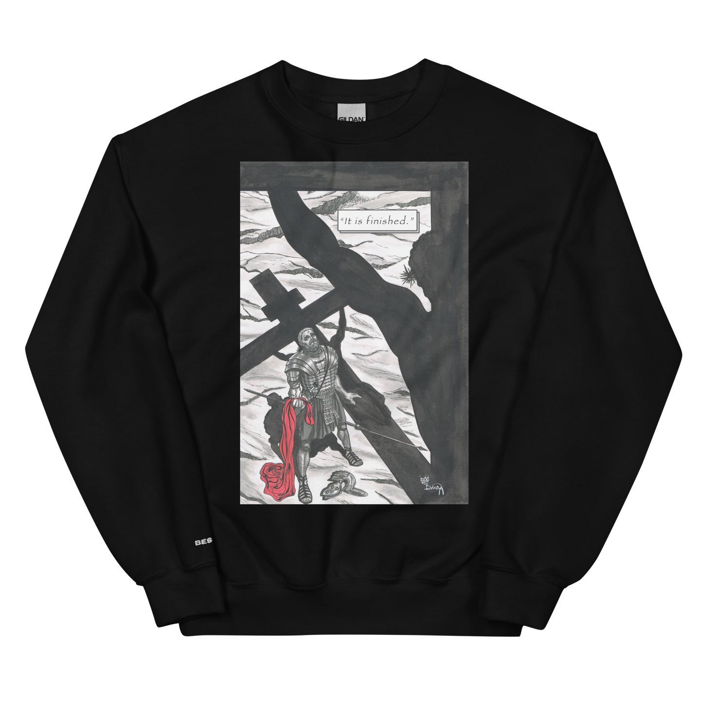 "It Is Finished" Crewneck Sweatshirt | Cotton-Polyester Blend | Black
