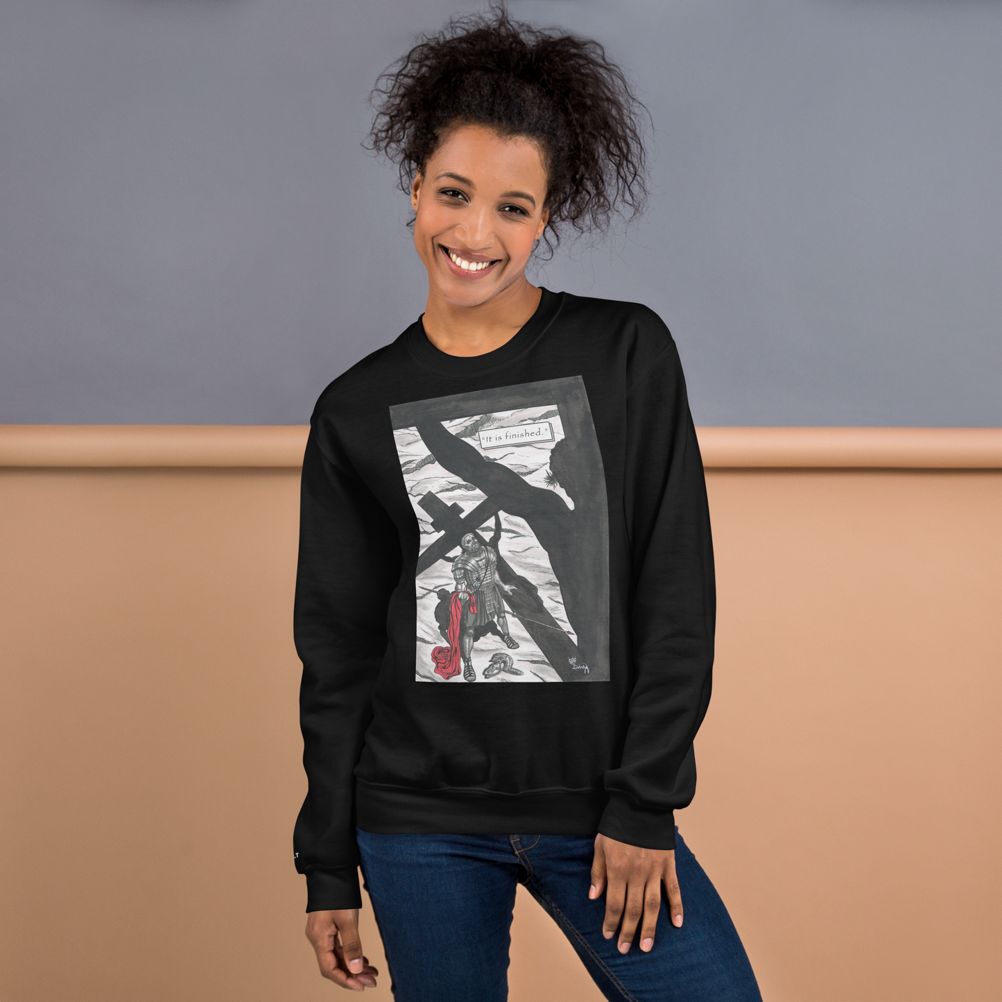 "It Is Finished" Crewneck Sweatshirt | Cotton-Polyester Blend | Black