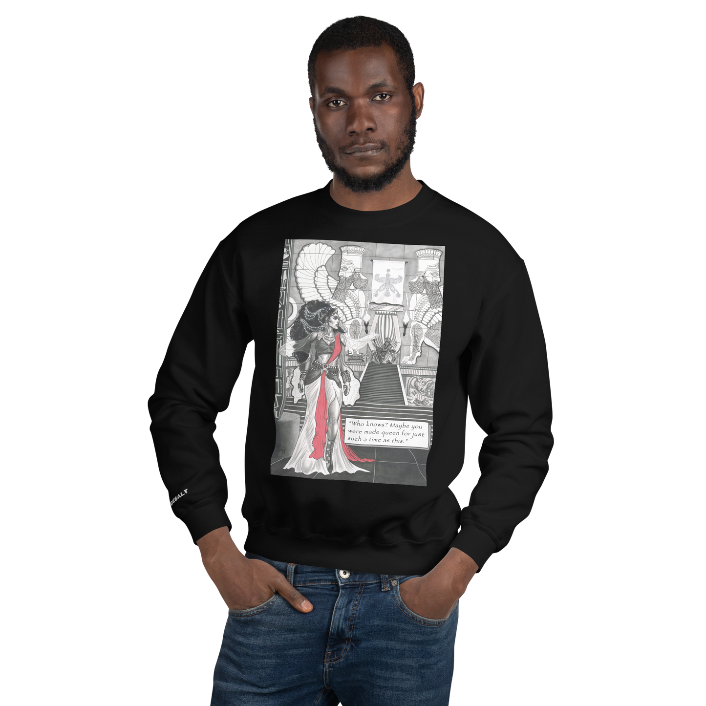 "Queen Esther" Crewneck Sweatshirt | Cotton-Polyester Blend | Black
