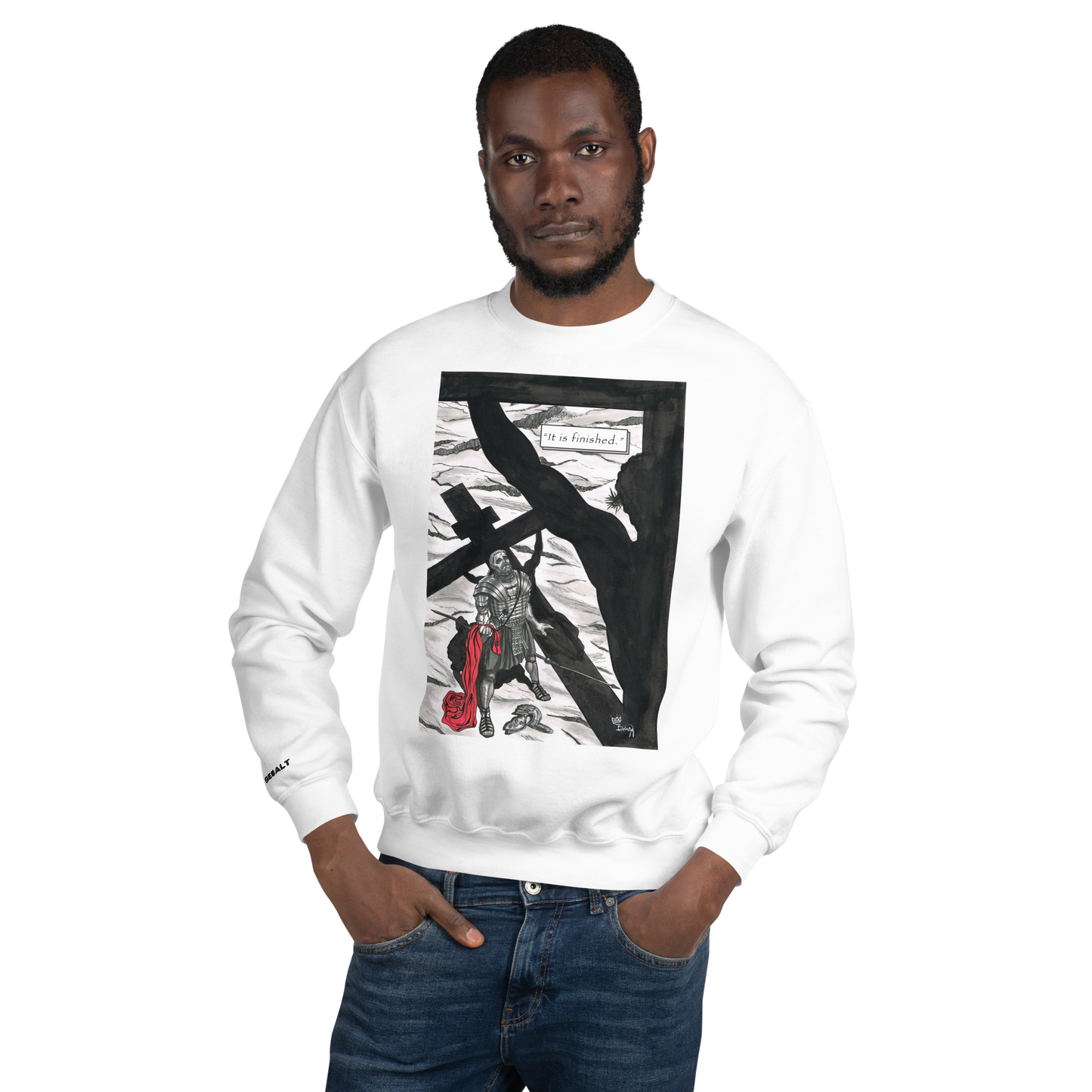 "It Is Finished" Crewneck Sweatshirt | Cotton-Polyester Blend | White
