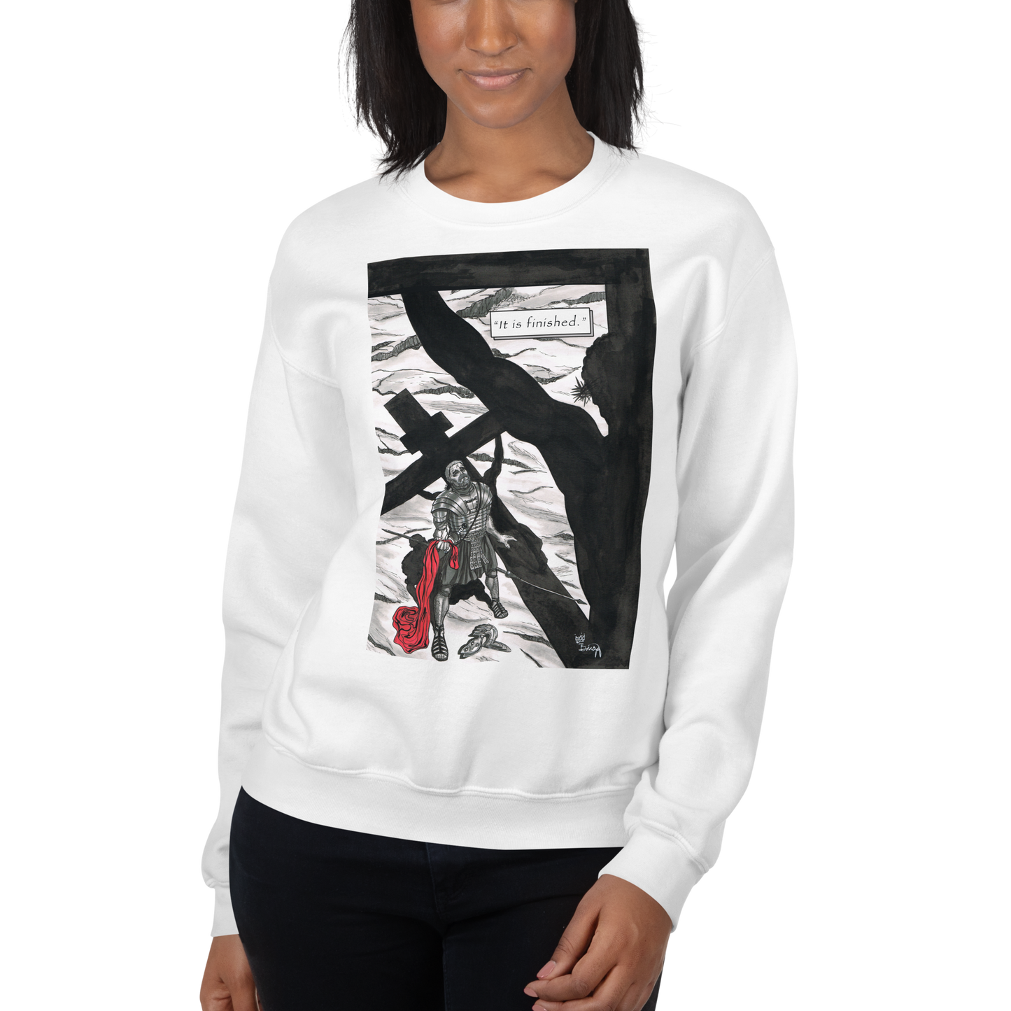 "It Is Finished" Crewneck Sweatshirt | Cotton-Polyester Blend | White
