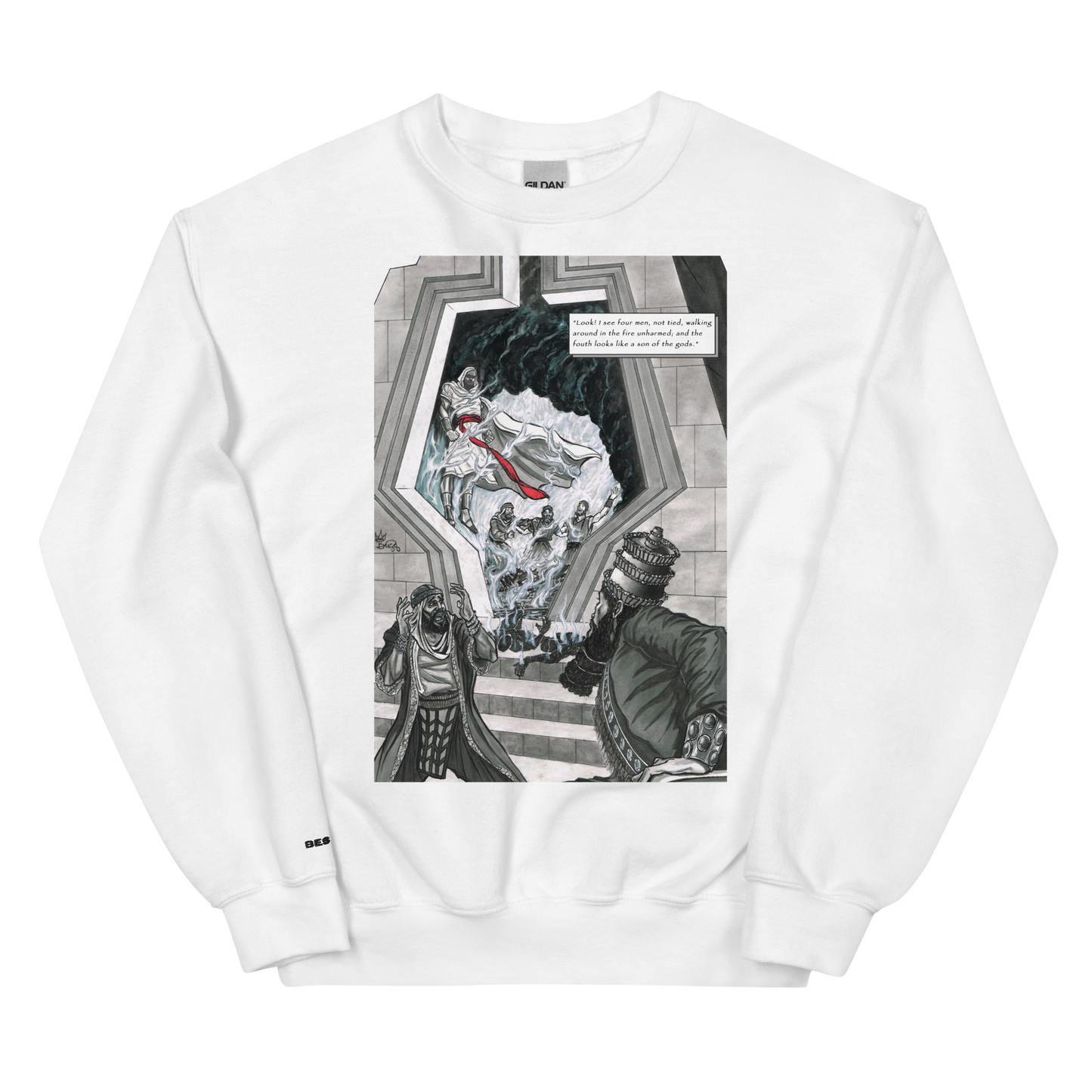 "The Fiery Furnace" Crewneck Sweatshirt | Cotton-Polyester Blend | White