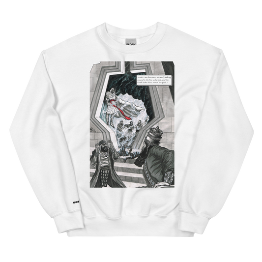 "The Fiery Furnace" Crewneck Sweatshirt | Cotton-Polyester Blend | White
