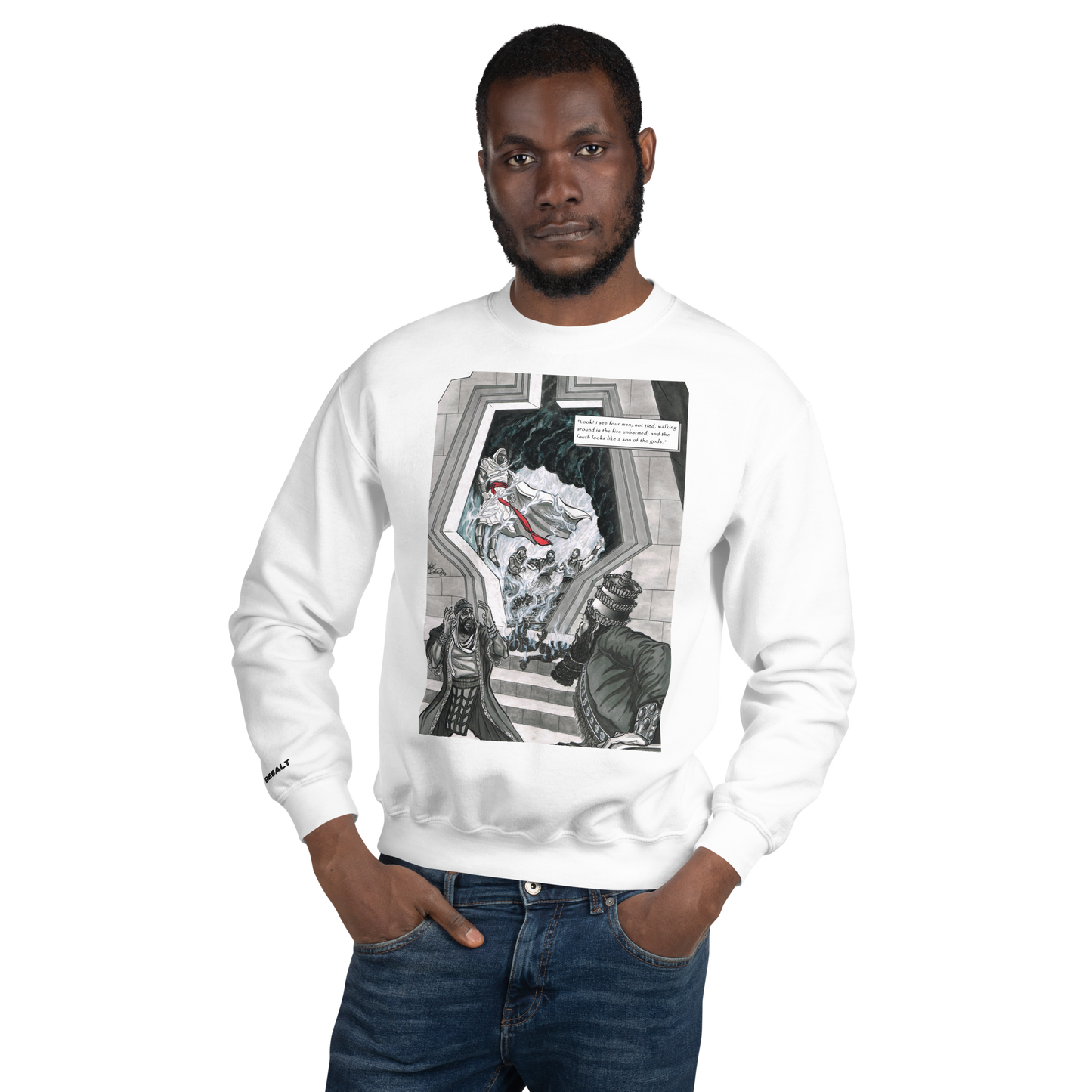 "The Fiery Furnace" Crewneck Sweatshirt | Cotton-Polyester Blend | White