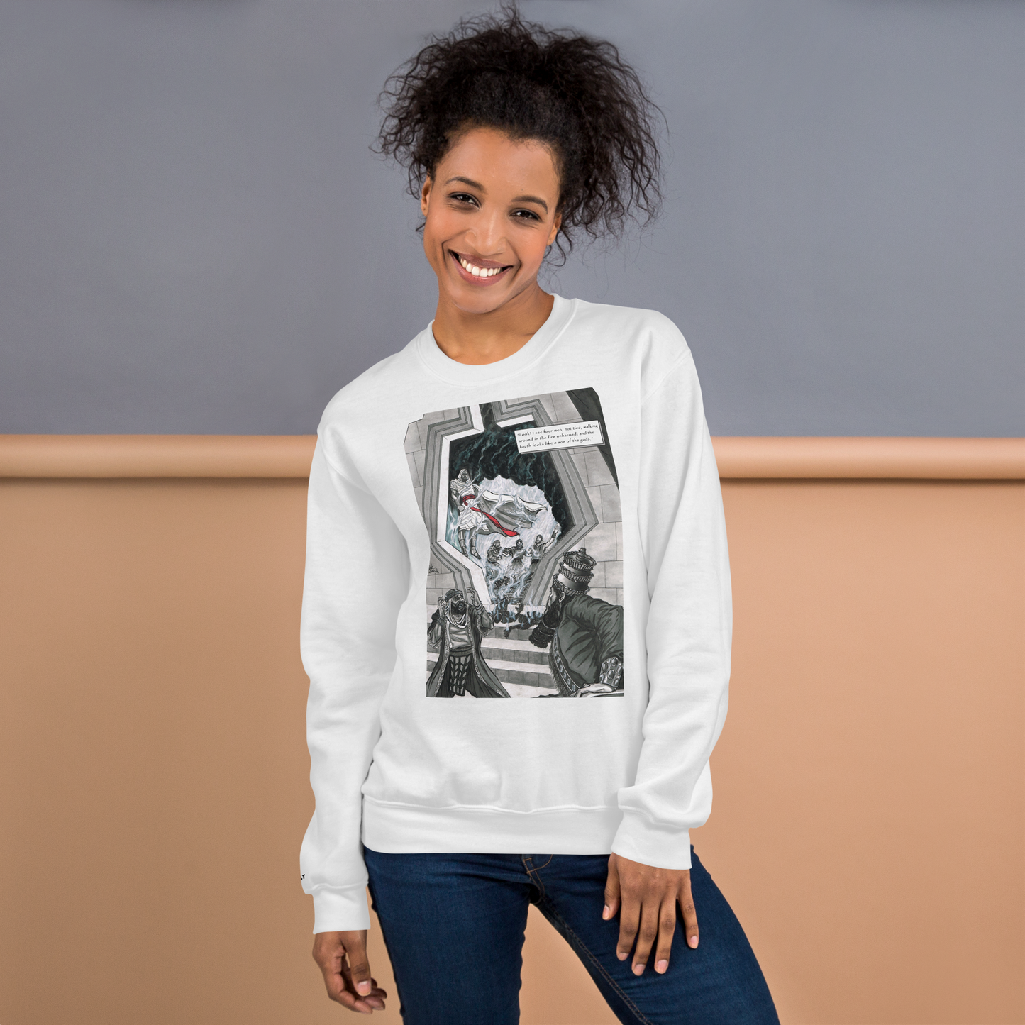 "The Fiery Furnace" Crewneck Sweatshirt | Cotton-Polyester Blend | White
