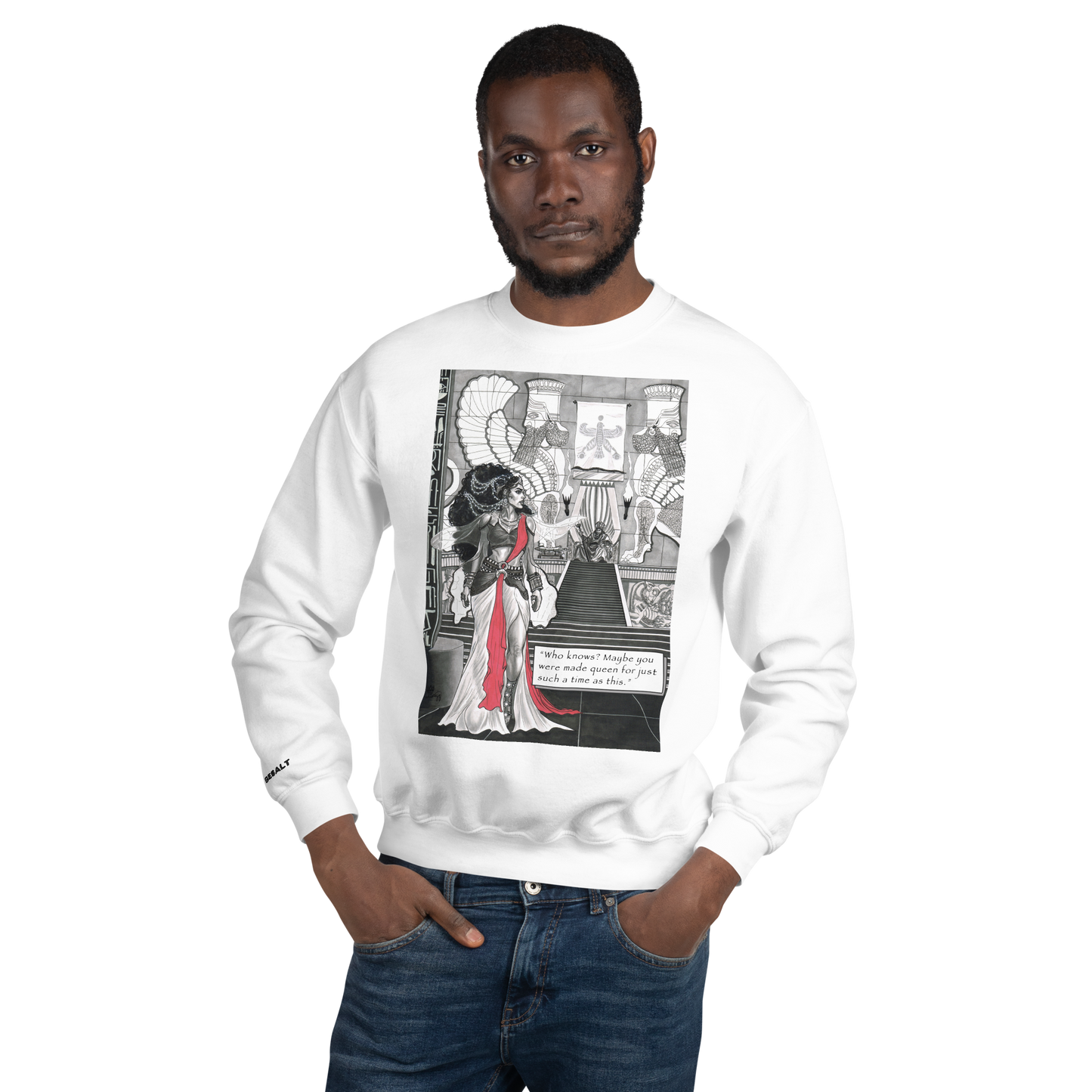 "Queen Esther" Crewneck Sweatshirt | Cotton-Polyester Blend | White